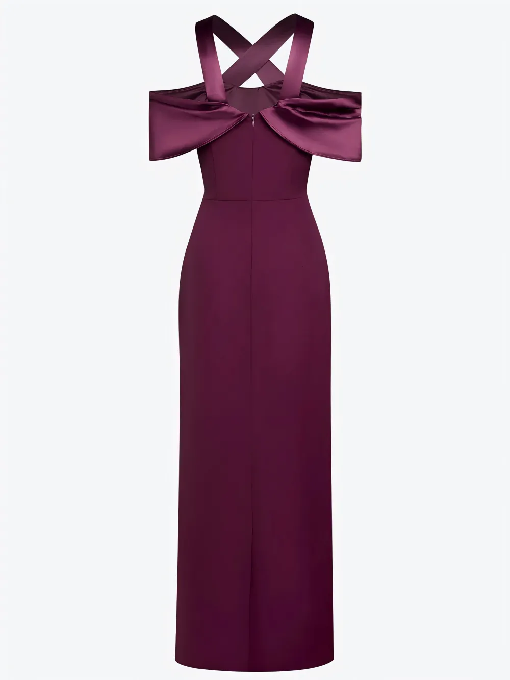 Satin Twist Neck Backless Maxi Dress