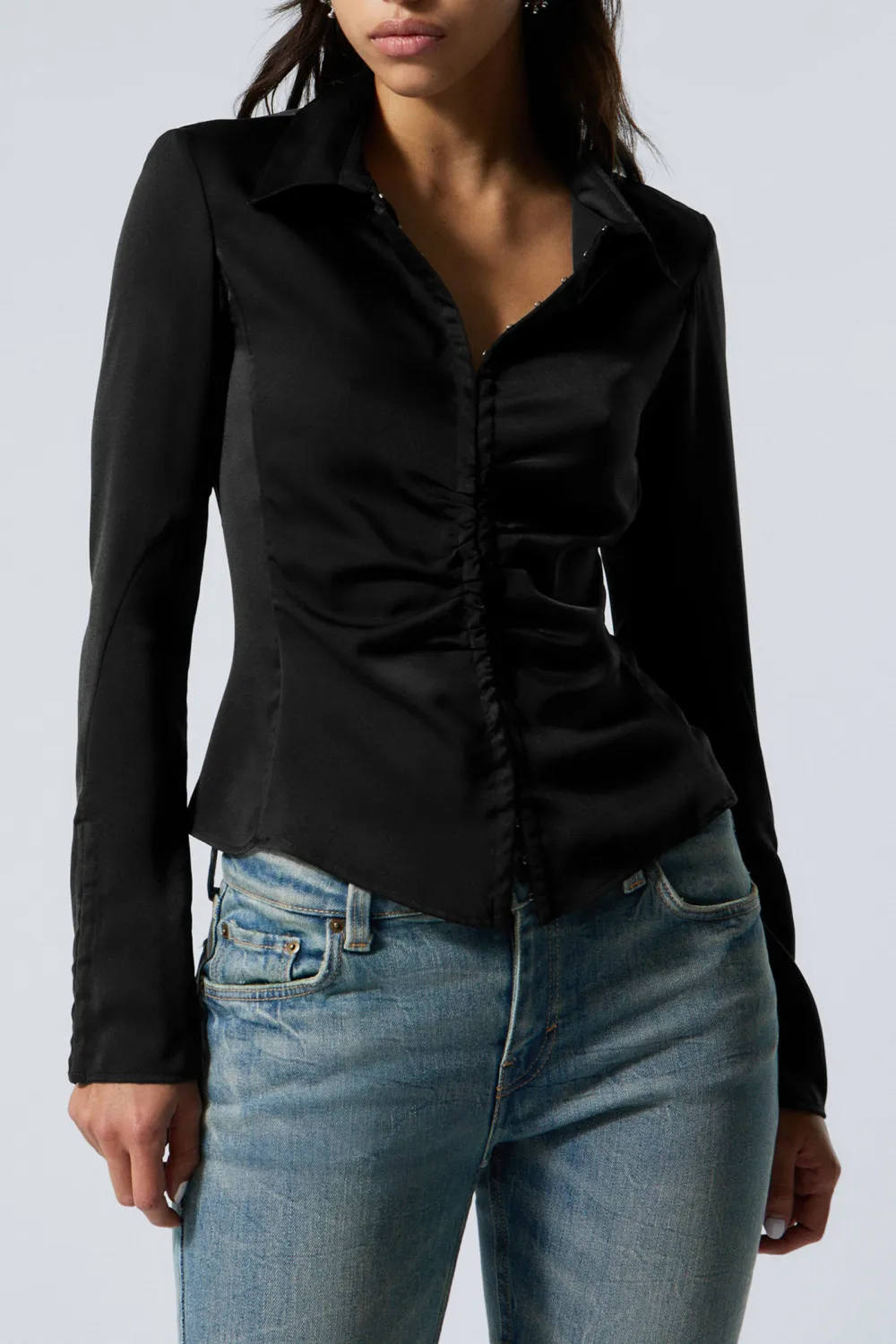 Ruched Long Sleeve Shirt
