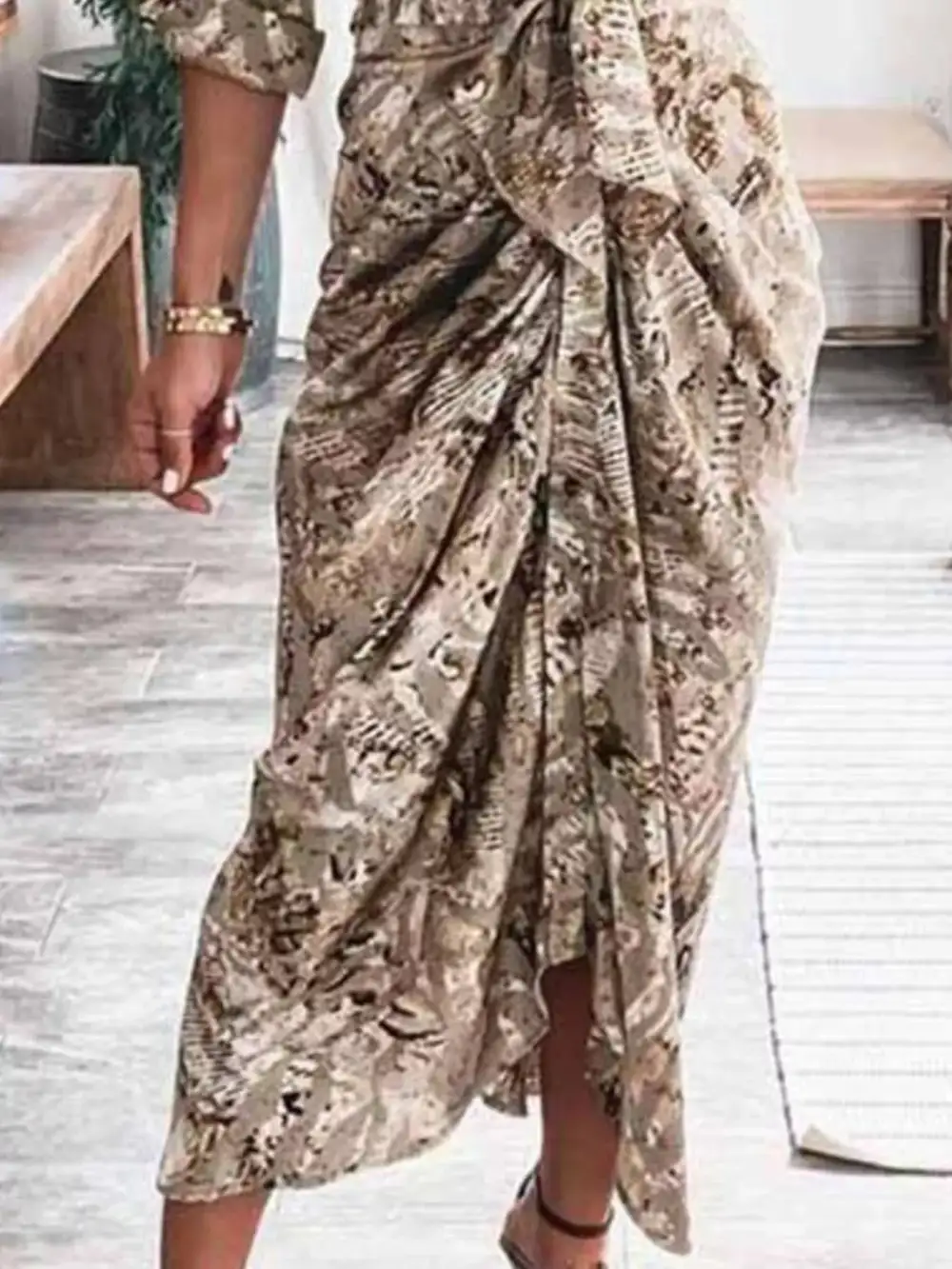 Button Front Tie Waist Midi Dress