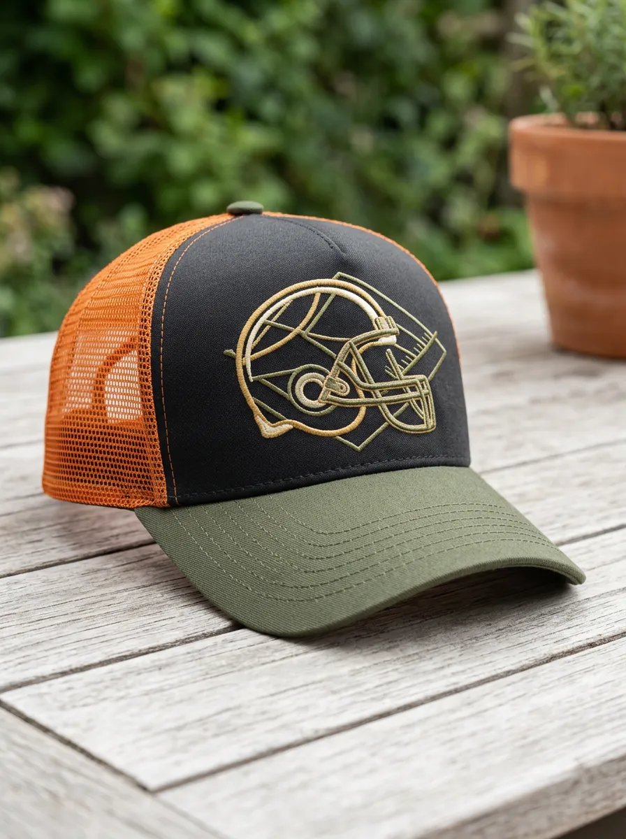 Men's Football Fan American Helmet Graphic Embroidered Trucker Hat