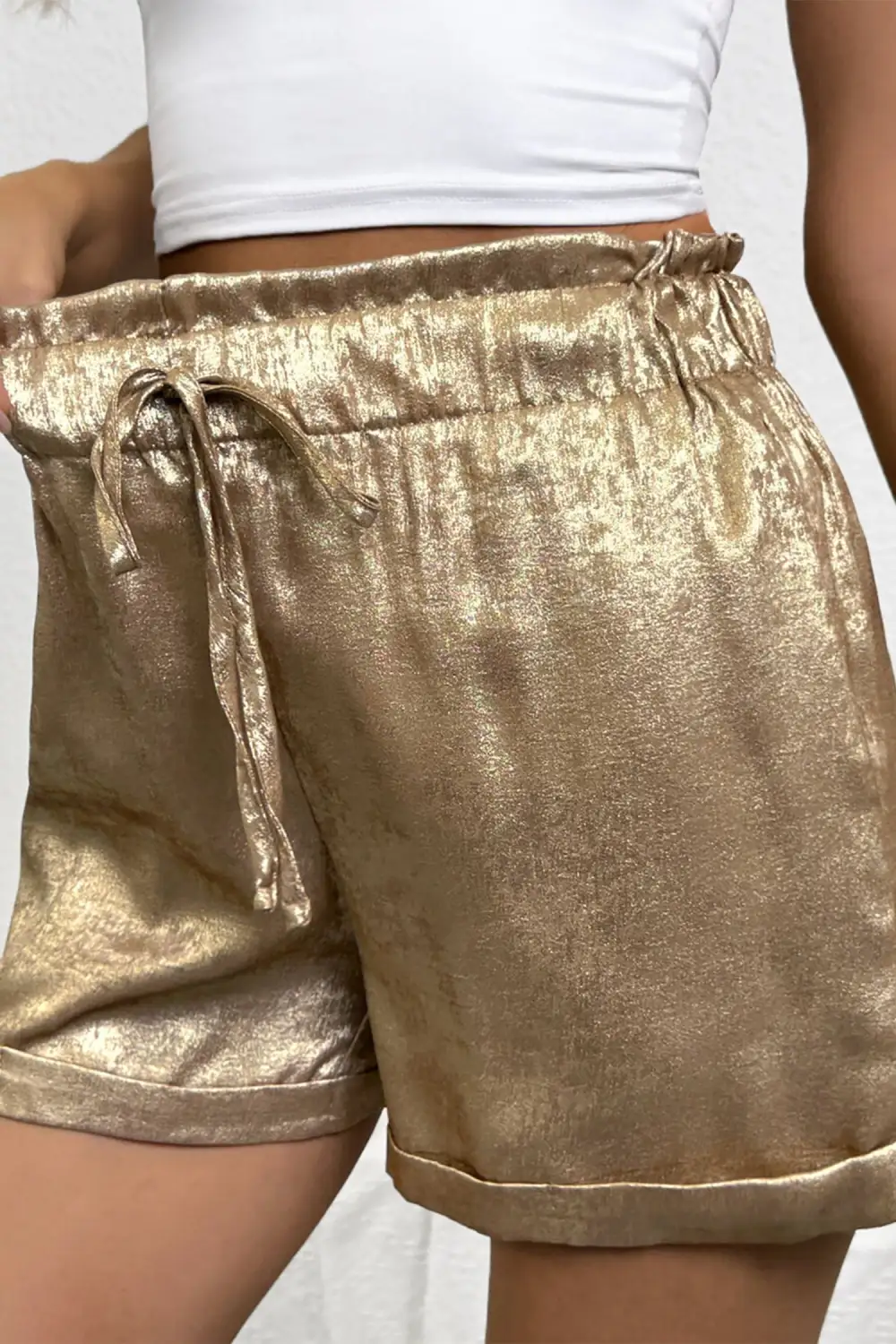 Elastic Waist Drawstring Casual Shorts