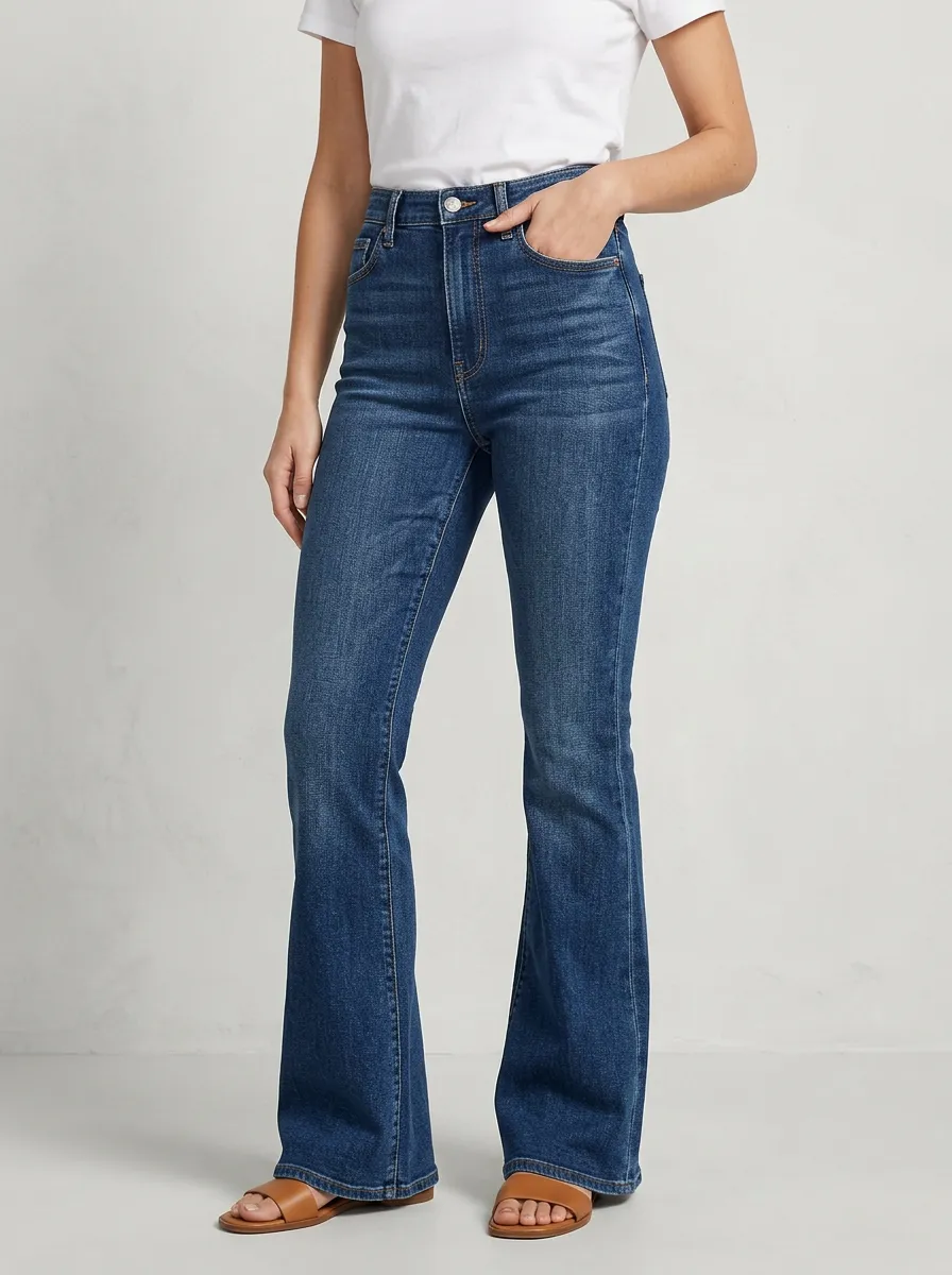 Structured Refined Women's High-Waist Stretch Flare Jeans