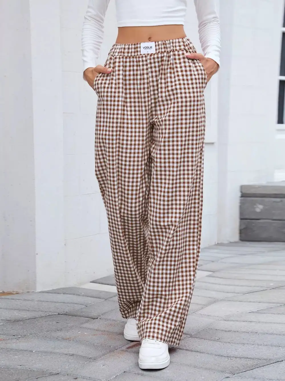 Relaxed Plaid Wide Leg Pants