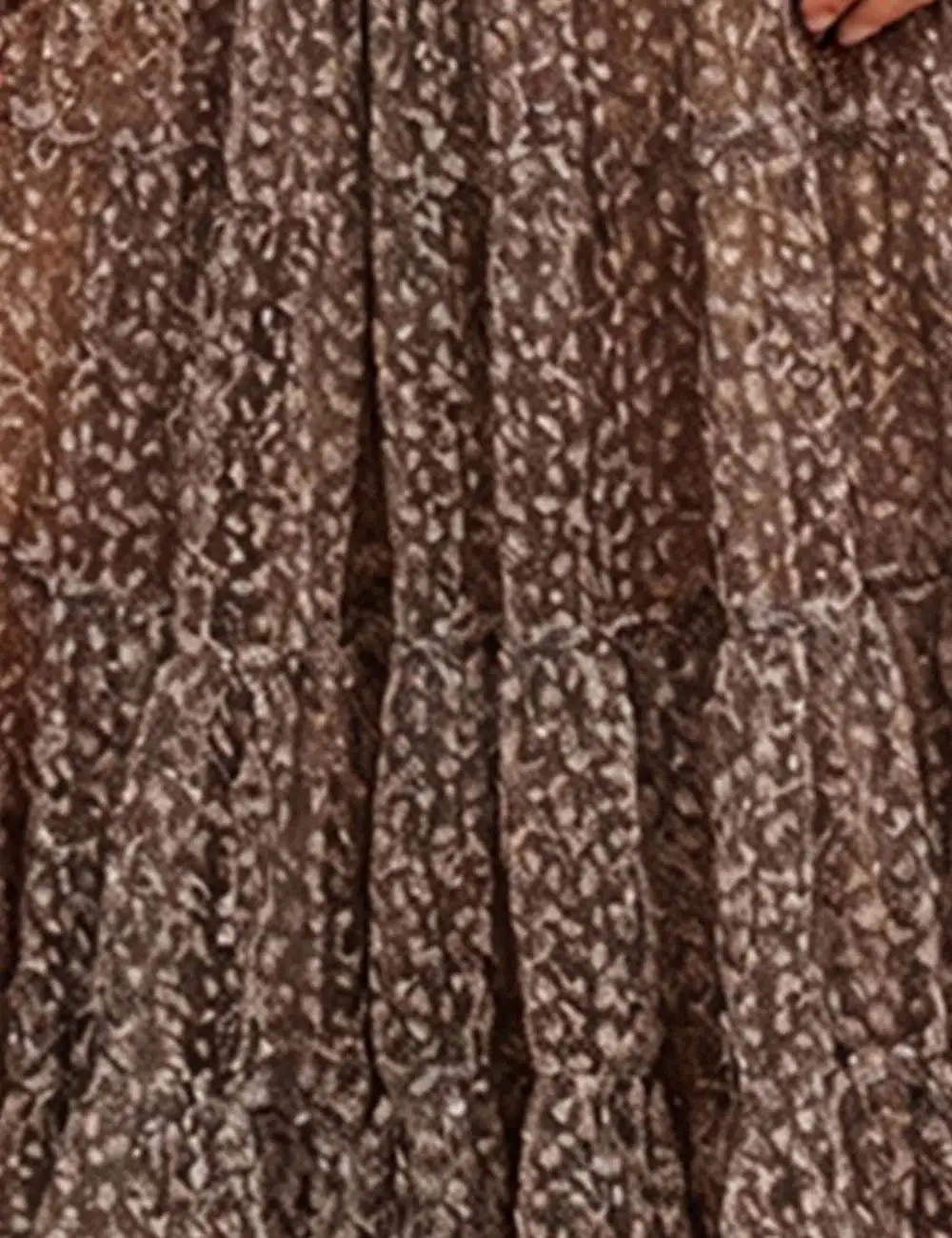 Elastic Waist Mesh Tiered Hem Maxi Skirt