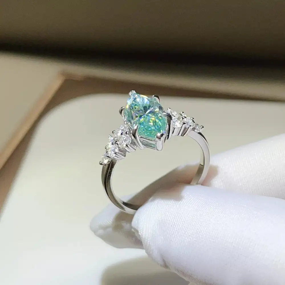 Crisp Sterling Silver Moissanite Ring