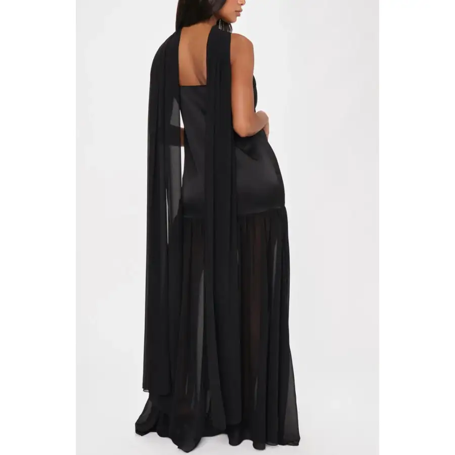 Adjustable Strap Maxi Cami Dress with Scarf