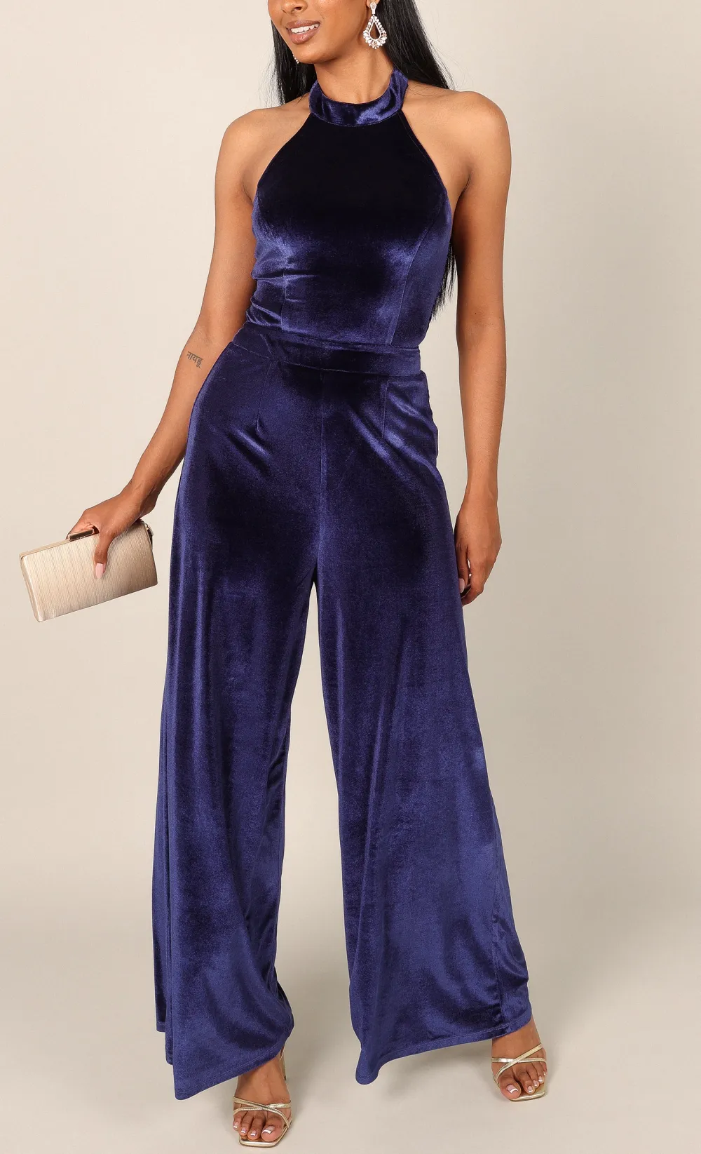 Halter Wide-Leg Sleeveless Jumpsuit