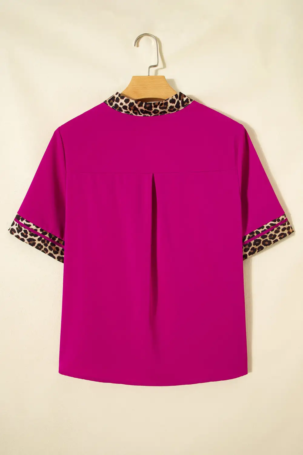Leopard Print Patchwork Short Sleeve Blouse