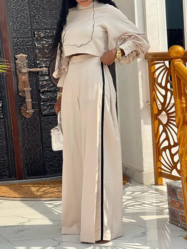 Long Sleeve Tee Wide Leg Set
