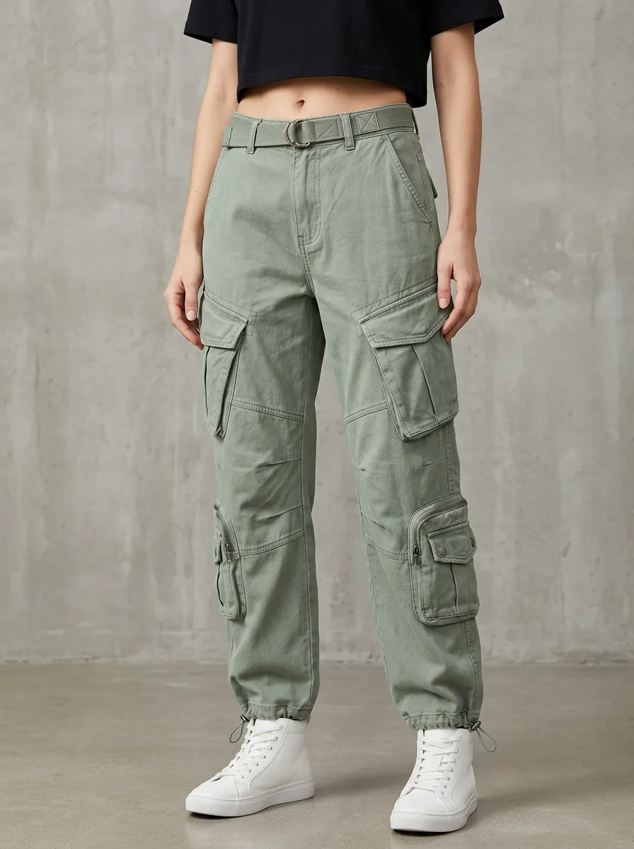 Core Utility Style Multi Pocket Detail Women's Multi Pocket Cargo Pants