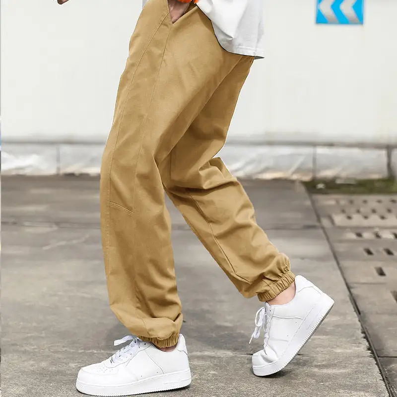 Men's Casual Cargo Pants with Elastic Waistband and Practical Side Pockets