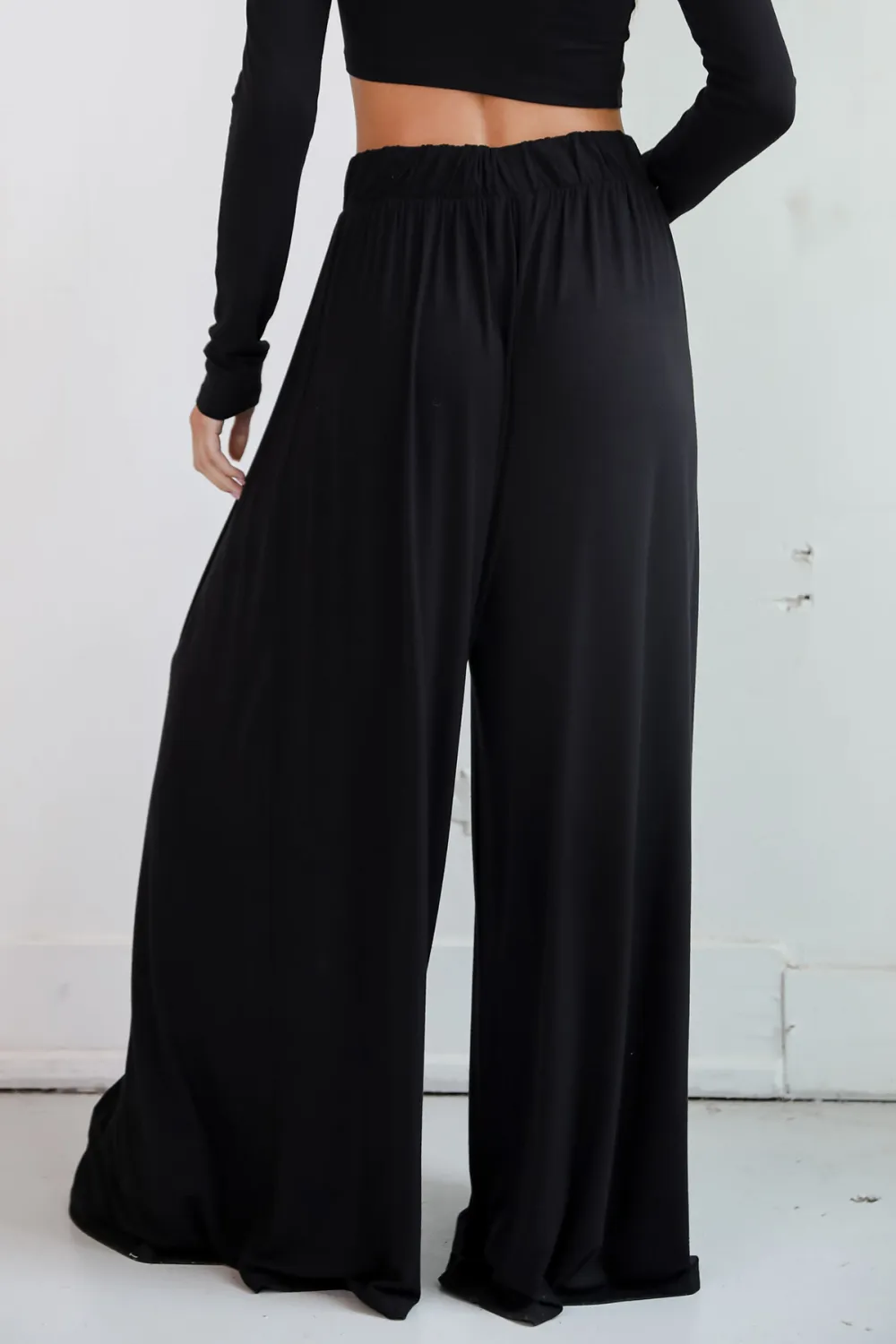 Step Black Pleated Wide Leg Pants