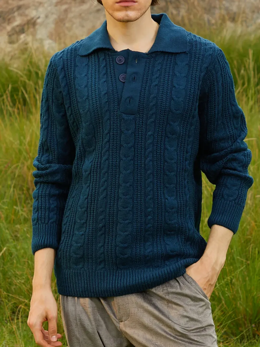 Knit Collared Polo Neck Sweater