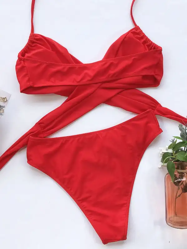 Halter Neck Coordinated Bikini Swim Set