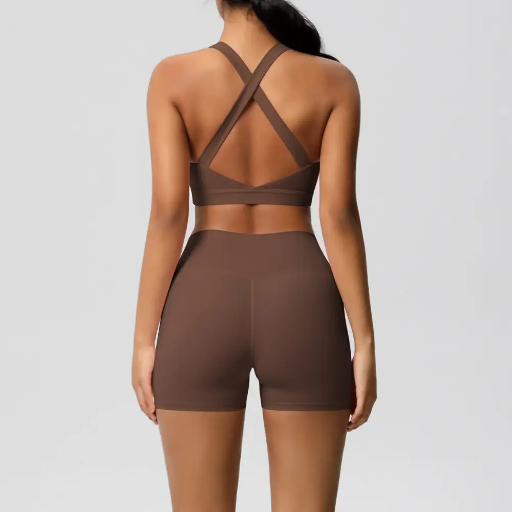 Cross-Back Backless Two-Piece Shorts Active Set