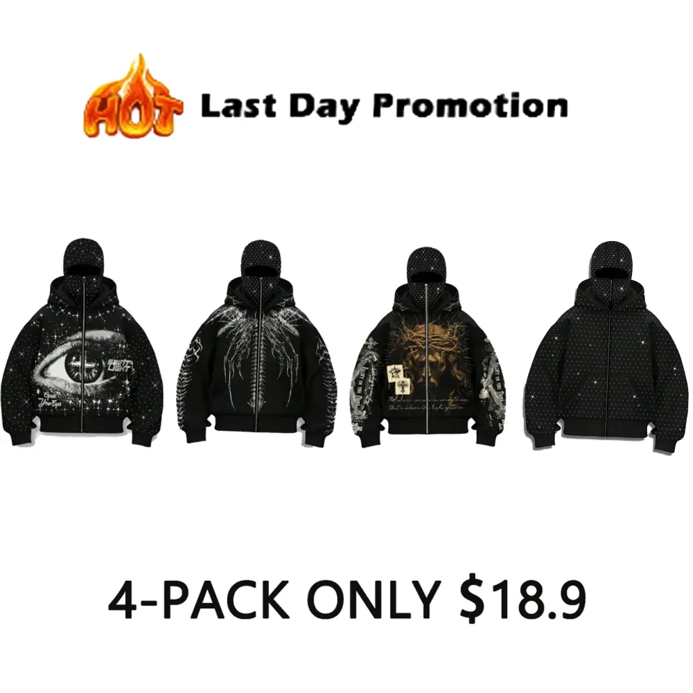 Men's Street-Style Rhinestone Windproof Warm 2-in-Hoodie w/Pockets & Zipper (Fall Winter)