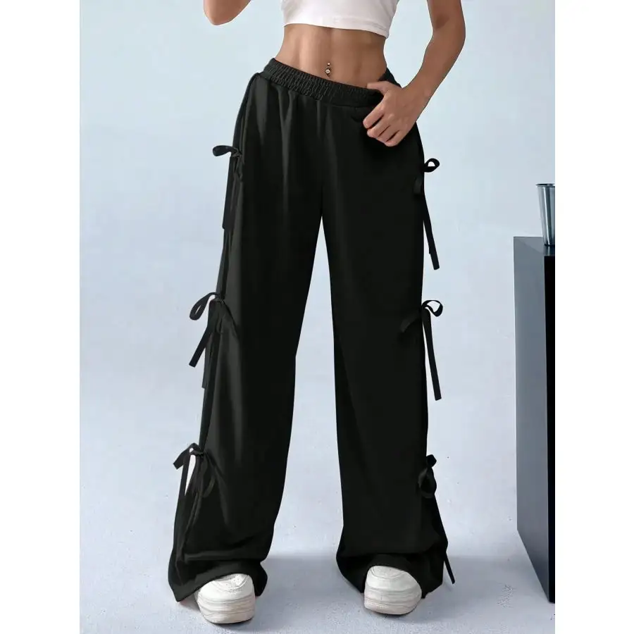 Cargo Wide Leg Pants with Side Tie Details