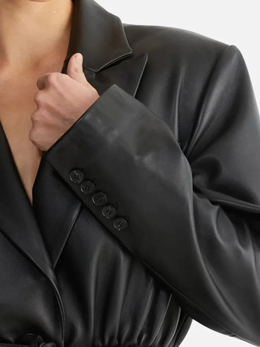 LEATHER LAPEL BLAZER