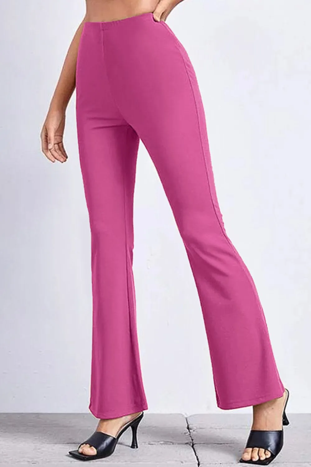 Gathered High Waist Straight Leg Pants