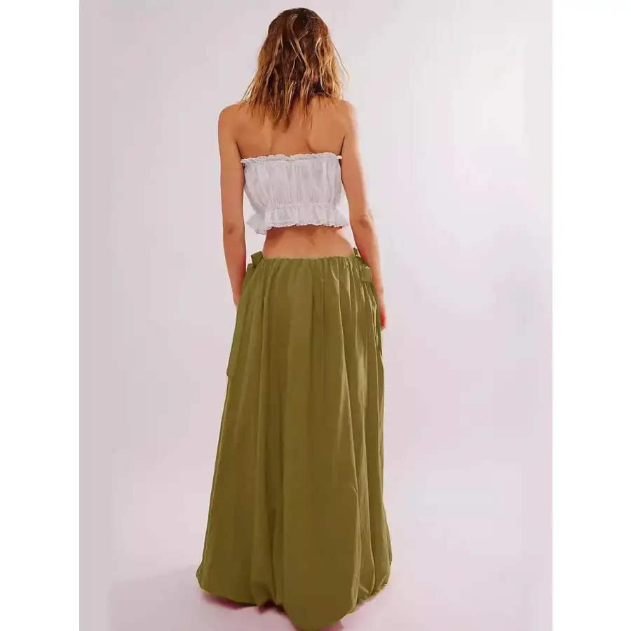 Side Bow Maxi Skirt with Pockets