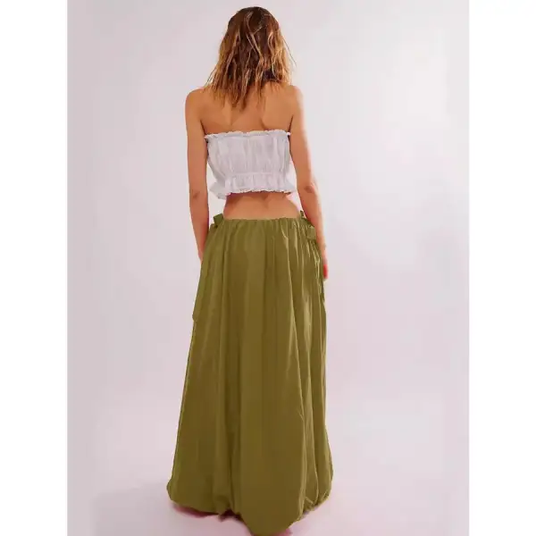 Side Bow Maxi Skirt with Pockets