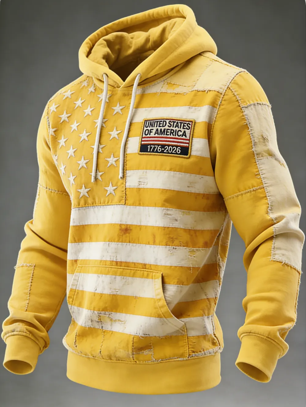USA 250Th Anniversary ✦ Final Clearance Sale UNITED STATES OF AMERICA Flag Pattern Patchwork Hooded Sweatshirt
