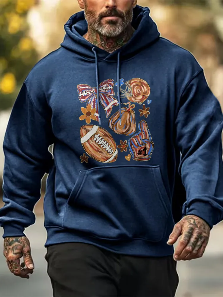 Football Printed Casual Loose Hoodies