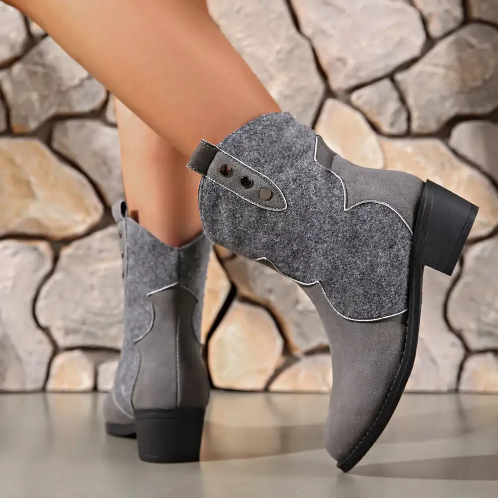 Point Toe Block Heels Boots