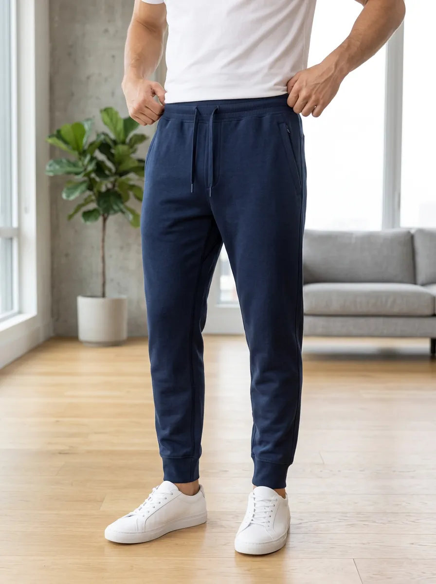Men's Casual Athletic Navy Blue Jogger Pants
