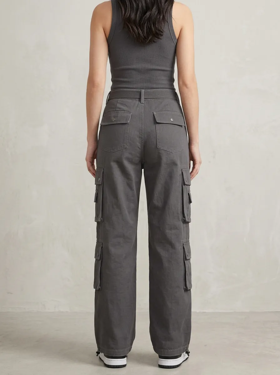 Lifestyle Geometric Pattern Look Women's Multi Pocket Cargo Pants