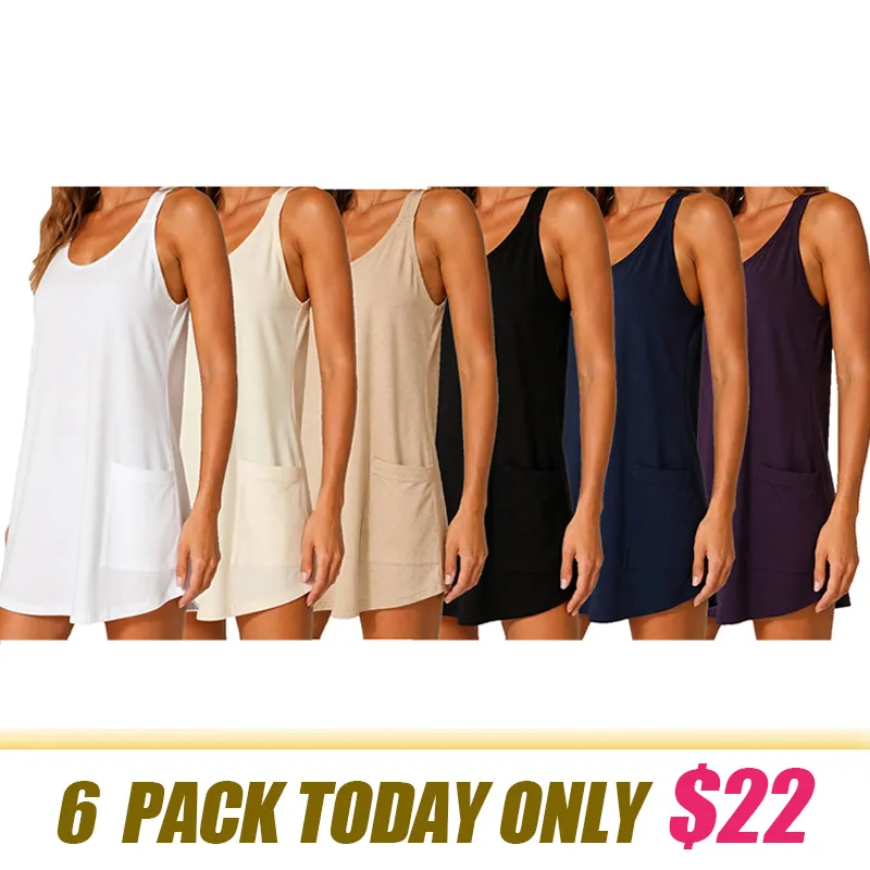 🔥Women's Casual Tank Dress with Built-in Shorts & Pockets