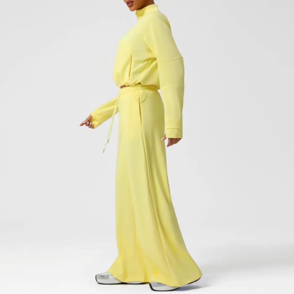 High-Waist Wide-Leg Hoodie and Joggers Active Set