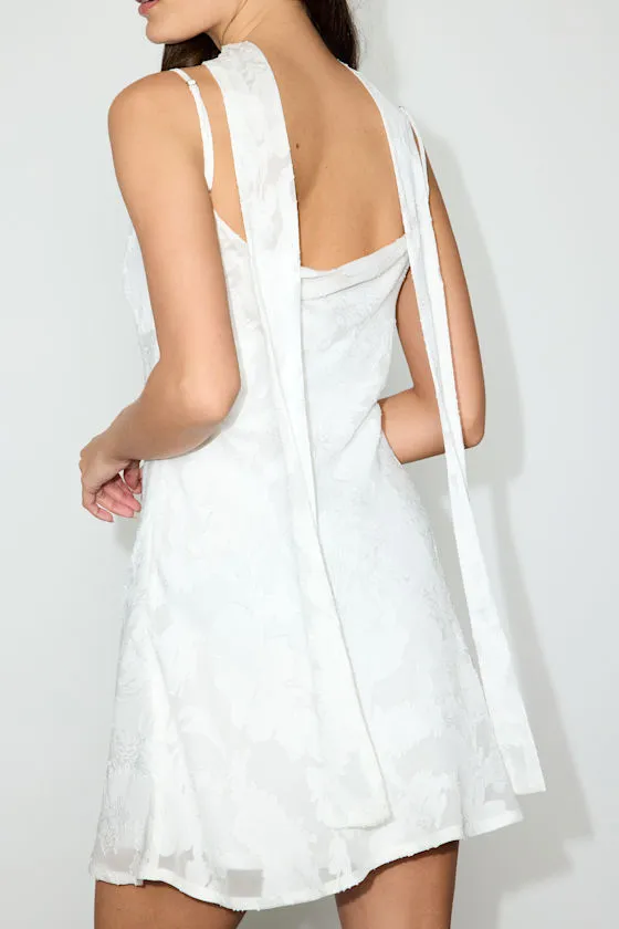 Aydah Red Floral Burnout Slip Mini Dress and Scarf Set