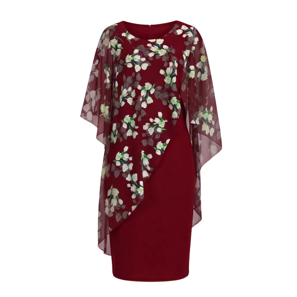 Floral Polished Overlay Midi Dress