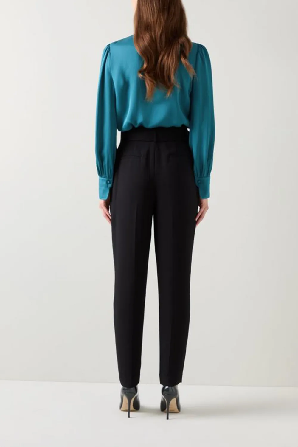 Teal Long Sleeve Button Down Silk Blouse