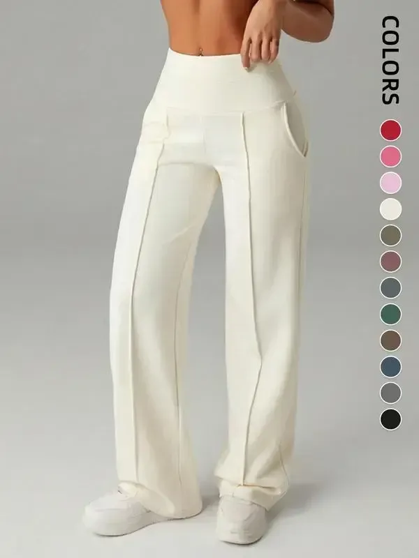 Women's Wide Leg High Waist Sweatpants with Pockets | Sporty Casual Style