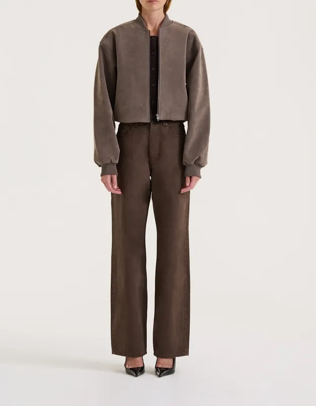 Chocolate Cropped Button Front Cardigan
