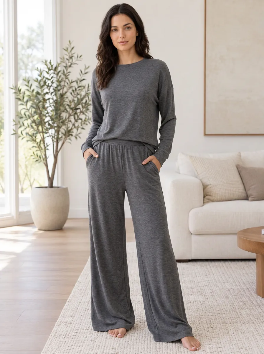 Women's Modern Homewear Wide Leg Lounge Co-Ord