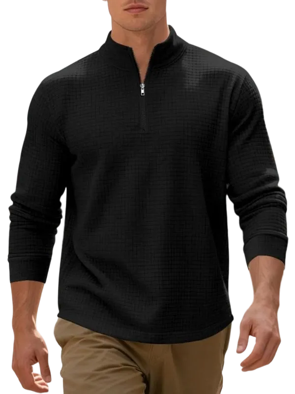 Men's regular fit solid color half-zip sweatshirt