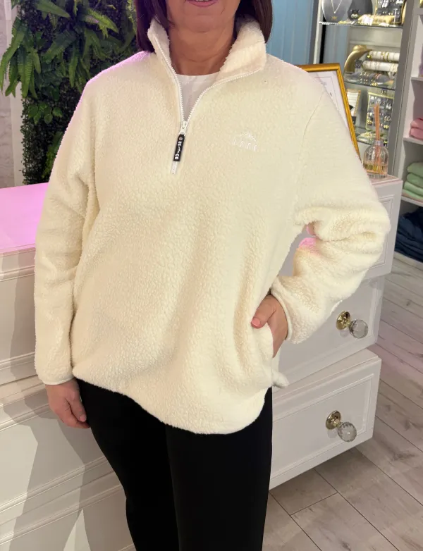 Off White Quarter Zip Fleece