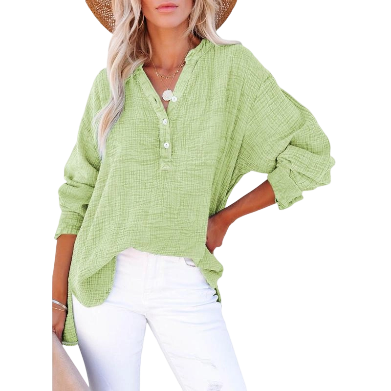 🔥 Women's Casual Button-Up V-Neck Long-Sleeve Shirt | Versatile Everyday Top