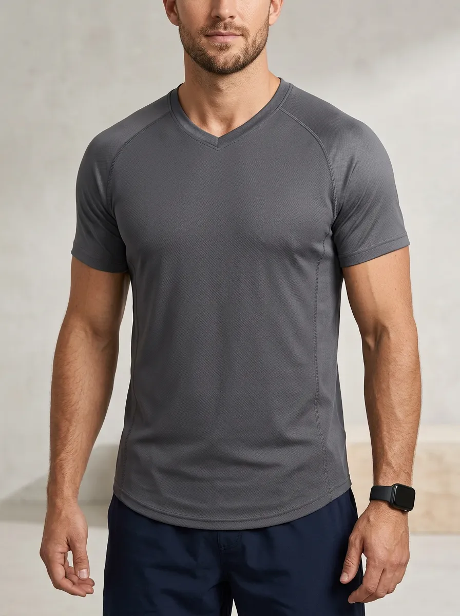 Men's Athletic Fitness V-Neck Performance T-Shirt