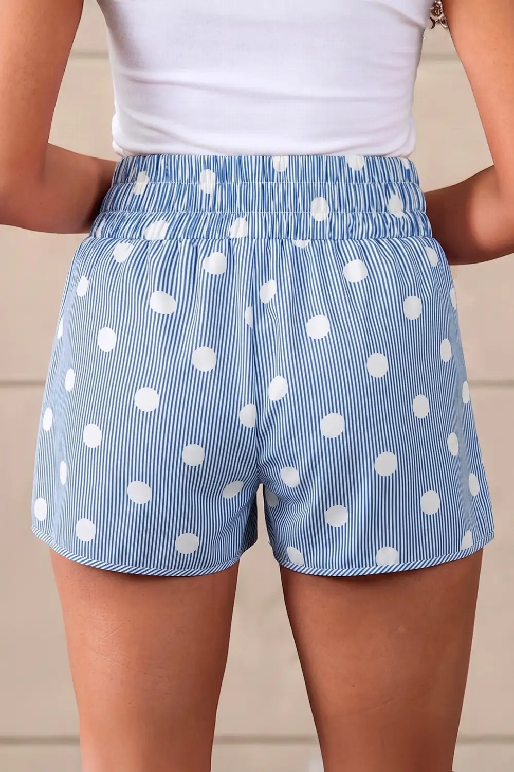 Classic Polka Dot High Waist Elastic Waist Casual Shorts