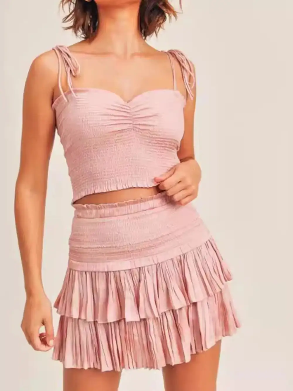 Ruched Smocked Coordinated Set