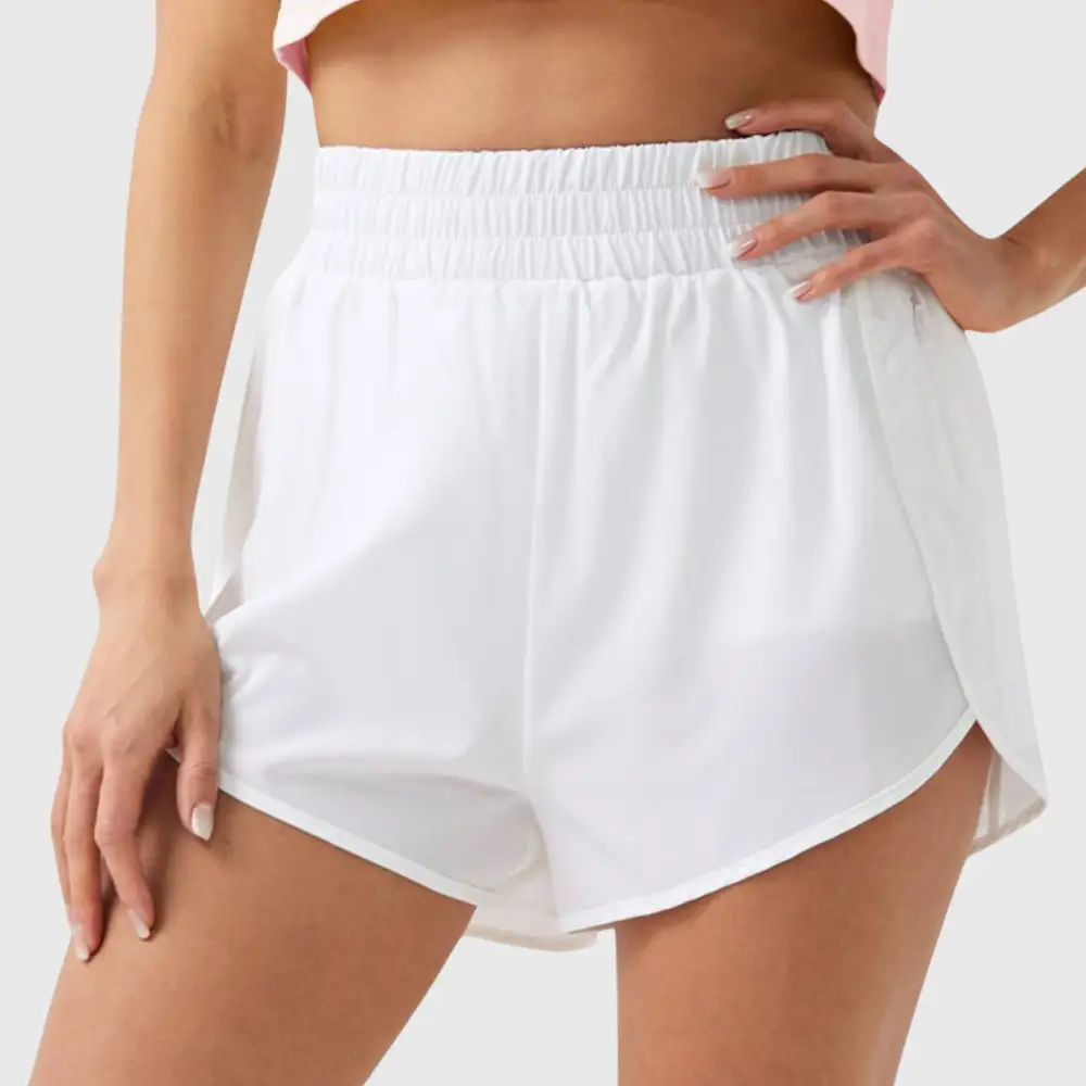 High-Waist Elastic-Waist Lightweight Running Shorts