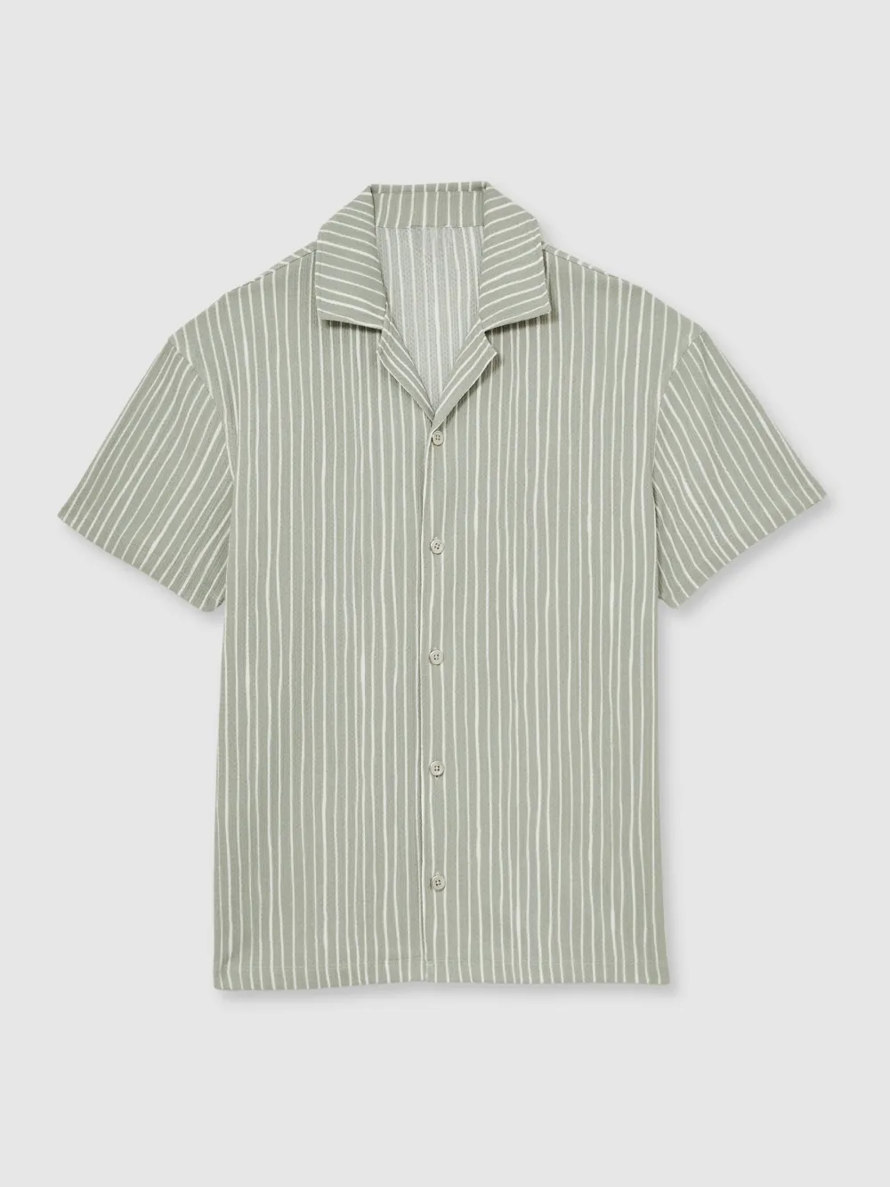 Vintage Striped Cuban Collar Men's Shirt
