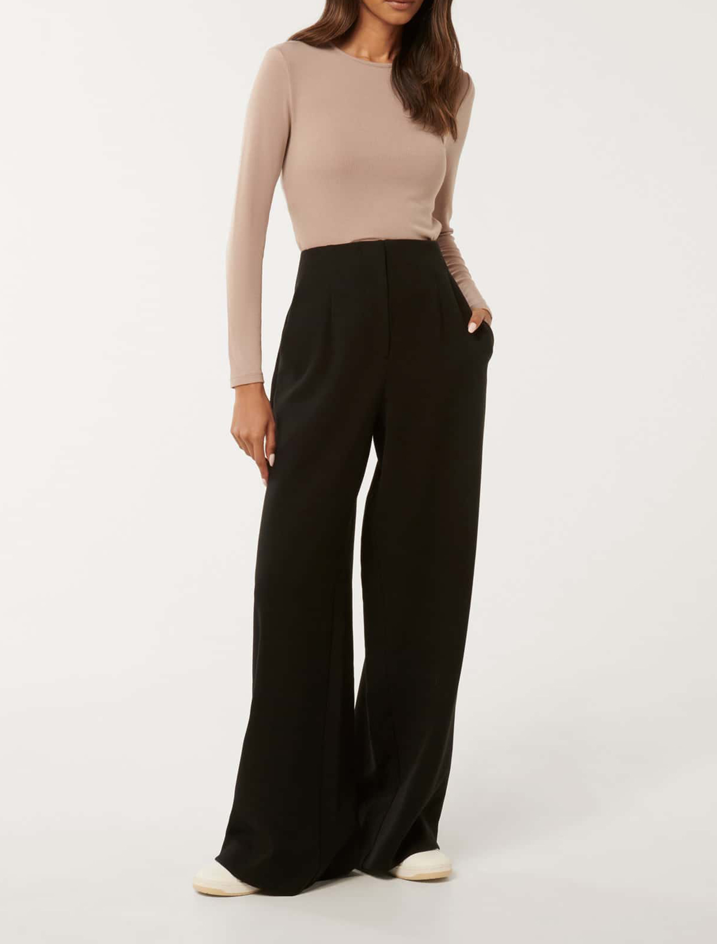 Petite High-Waist Wide-Leg Pants