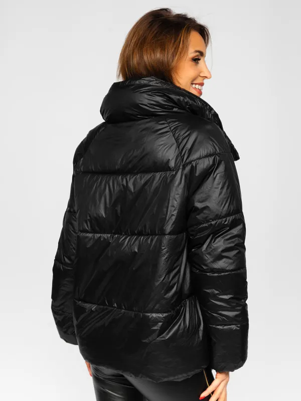 Black women's quilted winter jacket