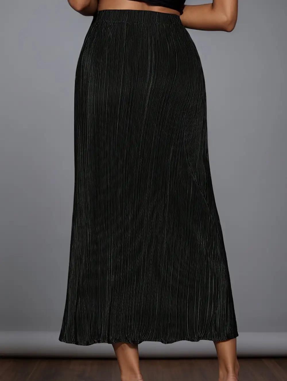 High Waist Slit Pleated Skirt