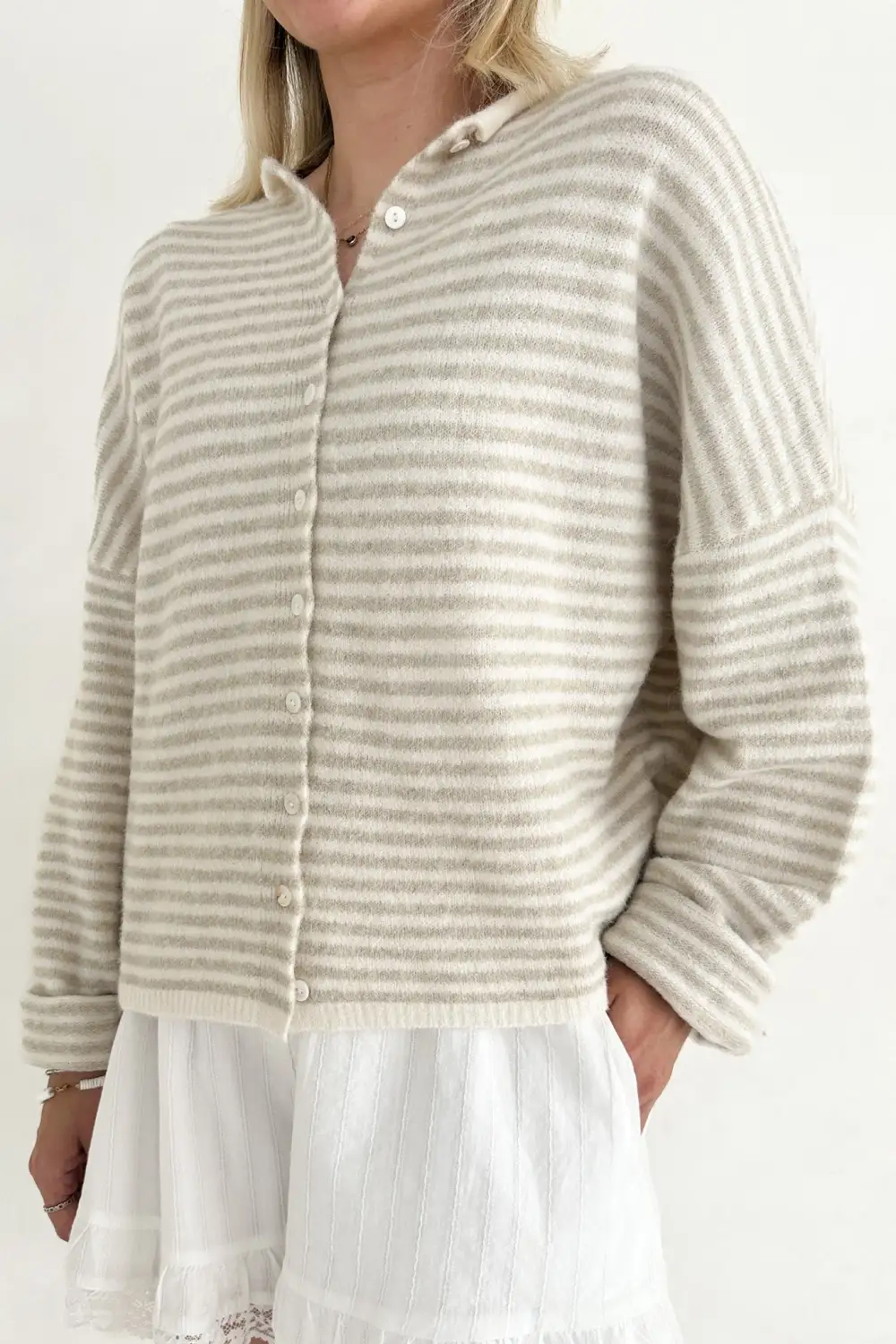 Washed Soft Striped Cardigan